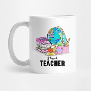 Blessed Teacher Groovy Retro Funny Teacher, History, Art Mug